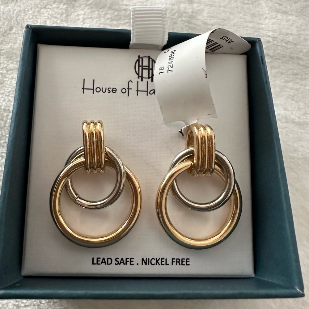 House of Harlow 1960 Fashion Jewelry Gold and Silver Hoop Earrings